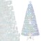 Pre-Lit White Artificial Christmas Tree with Iridescent Leaves-7 ft